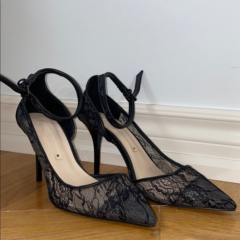 New Zara Lace D’Orsay Pointed Toe Heels